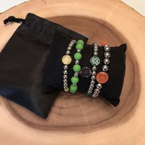 Mixed Color Rustic Cuff Rubber & Stainless Set